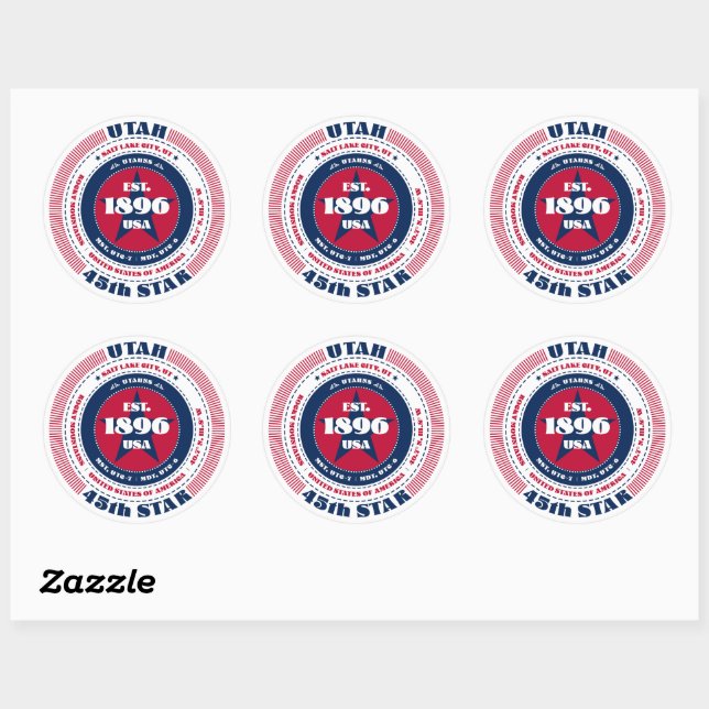 Patriotic Utah Circle Design Sticker (Sheet)