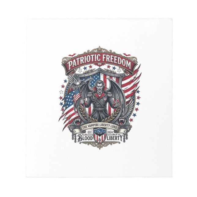 Patriotic Vampire Liberty Lord Horror Monster Patr Notepad (Front)