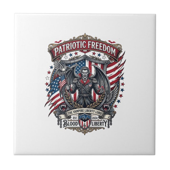 Patriotic Vampire Liberty Lord Horror Monster Patr Tile (Front)