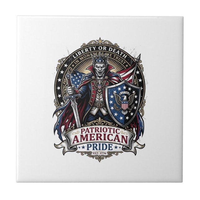 Patriotic Vampire Liberty Lord Horror Monster Patr Tile (Front)