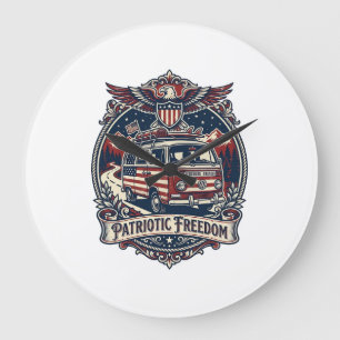Patriotic Van Life Vector Graphic Tee_1 Large Clock