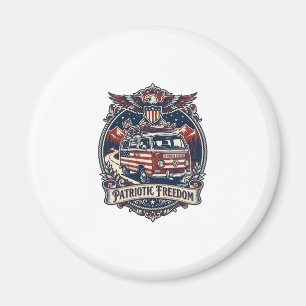 Patriotic Van Life Vector Graphic Tee_1 Magnet