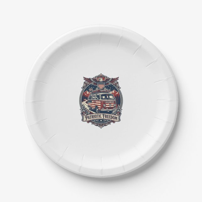 Patriotic Van Life Vector Graphic Tee_1 Paper Plate (Front)