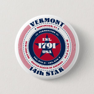 Patriotic Vermont Circle with State Details 6 Cm Round Badge