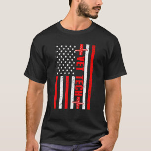 Patriotic Vet Tech American flag Veterinarians Ani T-Shirt