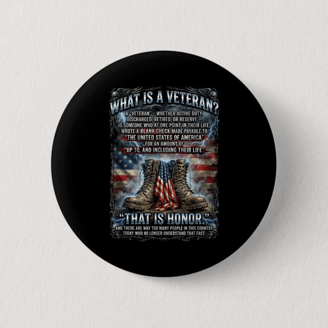 Patriotic Veteran Definition Blank Check Sacrifice 6 Cm Round Badge (Front)
