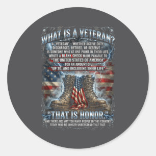 Patriotic Veteran Definition Blank Check Sacrifice Classic Round Sticker