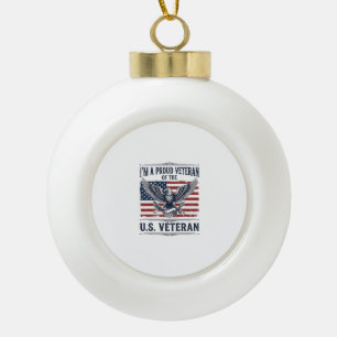 Patriotic Veteran Eagle Vintage Engraving Shirt De Ceramic Ball Christmas Ornament