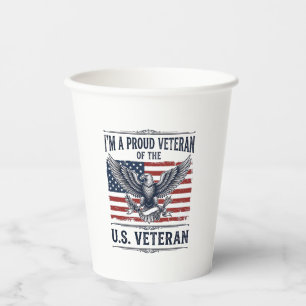 Patriotic Veteran Eagle Vintage Engraving Shirt De Paper Cups