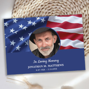 Patriotic Veteran Flag Funeral Memorial Thank You Card