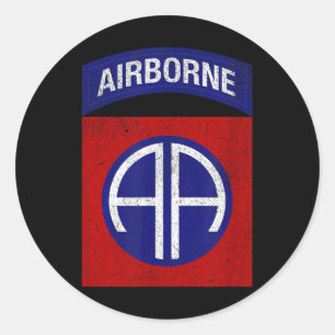 Patriotic Veteran Military Distressed 82nd Airborn Classic Round Sticker