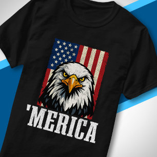 Patriotic Vintage American Flag Bald Eagle Merica T-Shirt