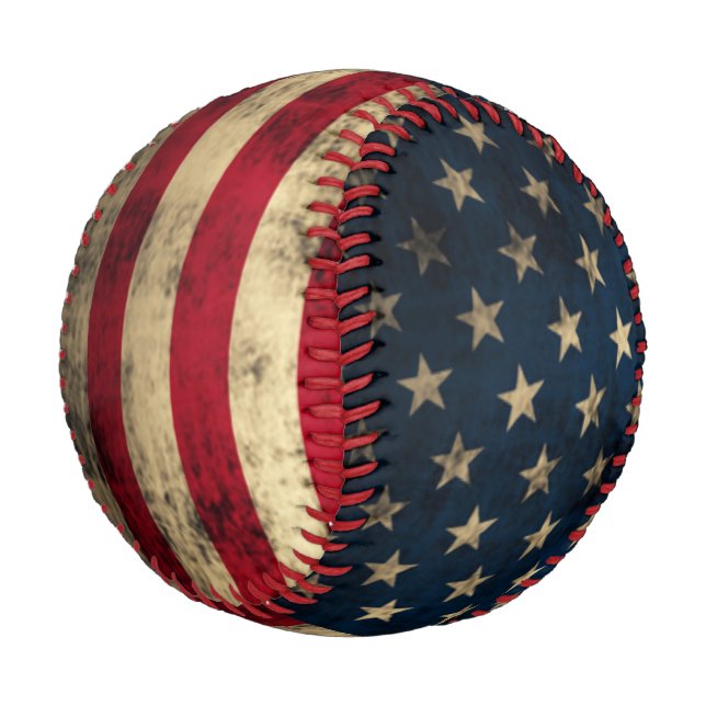 Patriotic Vintage American Flag Baseball (Angled)