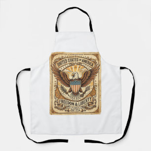 Patriotic Vintage Bald Eagle Distressed Apron