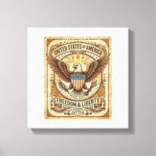 Patriotic Vintage Bald Eagle Distressed Canvas Print