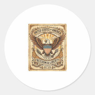 Patriotic Vintage Bald Eagle Distressed Classic Round Sticker
