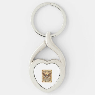 Patriotic Vintage Bald Eagle Distressed Key Ring