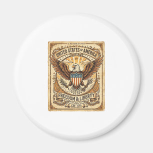 Patriotic Vintage Bald Eagle Distressed Magnet