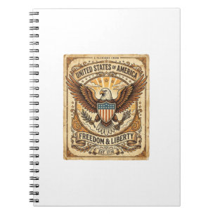 Patriotic Vintage Bald Eagle Distressed Notebook