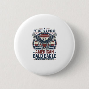 Patriotic Vintage Bald Eagle Distressed T-Shirt (3 6 Cm Round Badge