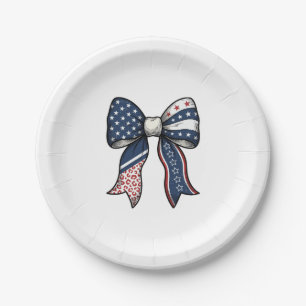 Patriotic Vintage Engraved Bow Vector Design_1 Paper Plate