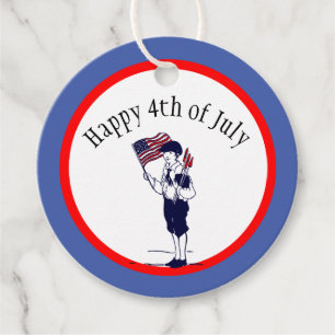 Patriotic Vintage Fireworks Boy Custom Gift Tags