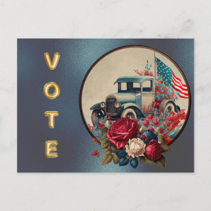 Patriotic Vintage Truck Vote Postcard