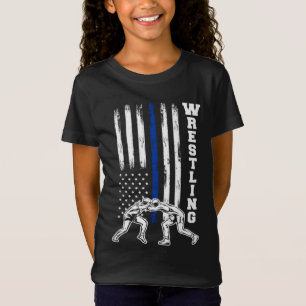 Patriotic Vintage USA American Flag Wrestler Wrest T-Shirt