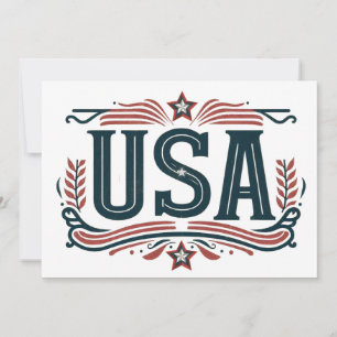 Patriotic, vintage USA  Holiday Card