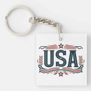 Patriotic, vintage USA Key Ring