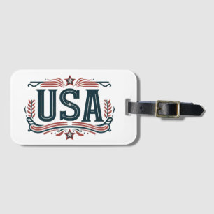 Patriotic, vintage USA Luggage Tag