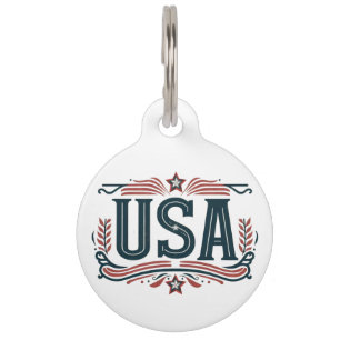 Patriotic, vintage USA Pet Tag