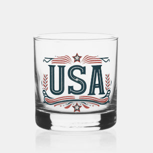 Patriotic, vintage USA Whiskey Glass