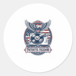Patriotic Vinyl Collector Vector Graphic Tee Classic Round Sticker
