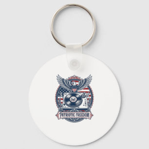 Patriotic Vinyl Collector Vector Graphic Tee Key Ring