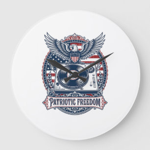 Patriotic Vinyl Collector Vector Graphic Tee Large Clock
