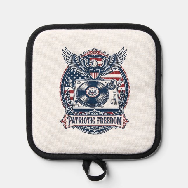 Patriotic Vinyl Collector Vector Graphic Tee Pot Holder (Front)
