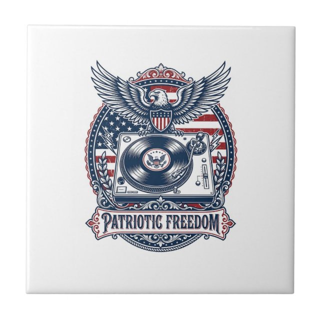 Patriotic Vinyl Collector Vector Graphic Tee Tile (Front)