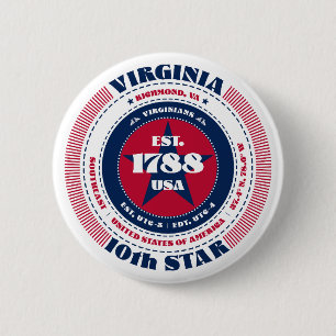 Patriotic Virginia Circle with State Details 6 Cm Round Badge