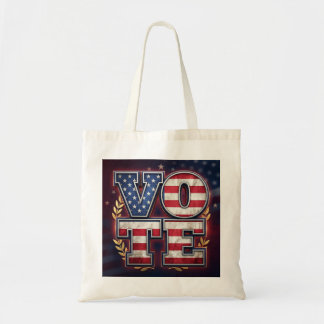Patriotic VOTE American Flag Typography Design Tote Bag