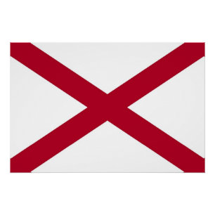 Patriotic wall poster with Flag of Alabama, USA