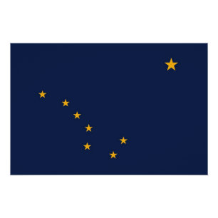 Patriotic wall poster with Flag of Alaska, USA