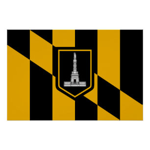 Patriotic wall poster with Flag of Baltimore