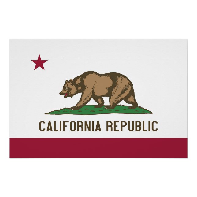 Patriotic wall poster with Flag of California (Front)