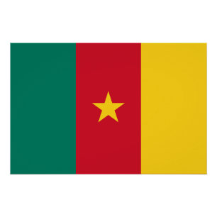 Patriotic wall poster with Flag of Cameroon