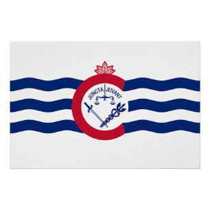 Patriotic wall poster with Flag of Cincinnati