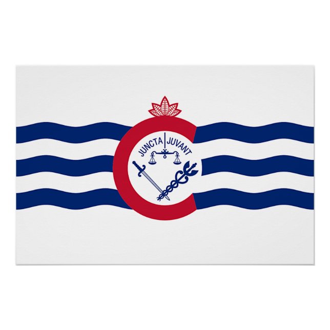Patriotic wall poster with Flag of Cincinnati (Front)