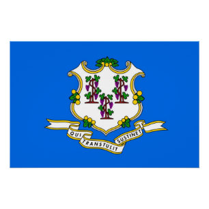 Patriotic wall poster with Flag of Connecticut