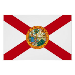 Patriotic wall poster with Flag of Florida