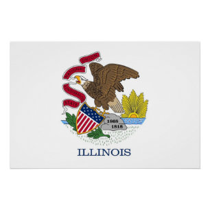 Patriotic wall poster with Flag of Illinois